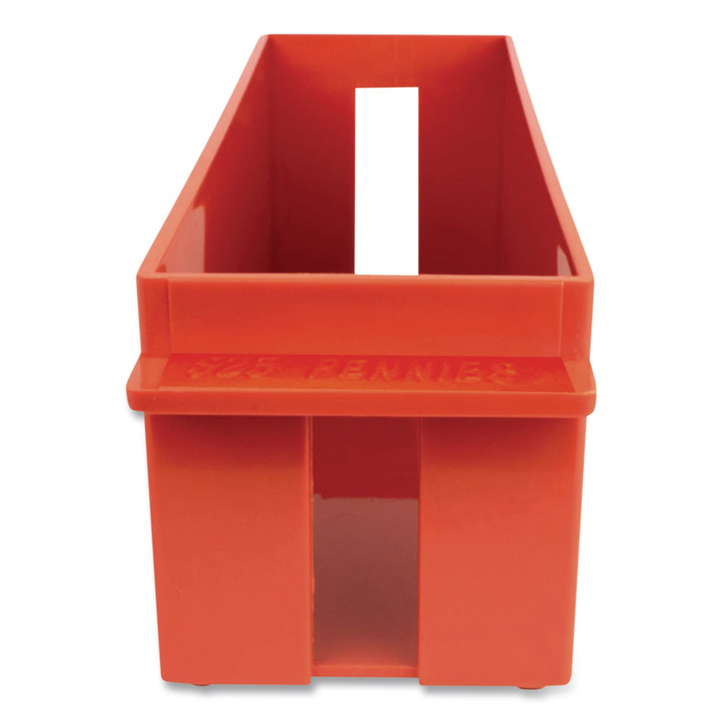 Extra-Capacity Coin Tray, Pennies, 1 Compartment, Denomination and Capacity Etched On Side, Stackable, Plastic, Red