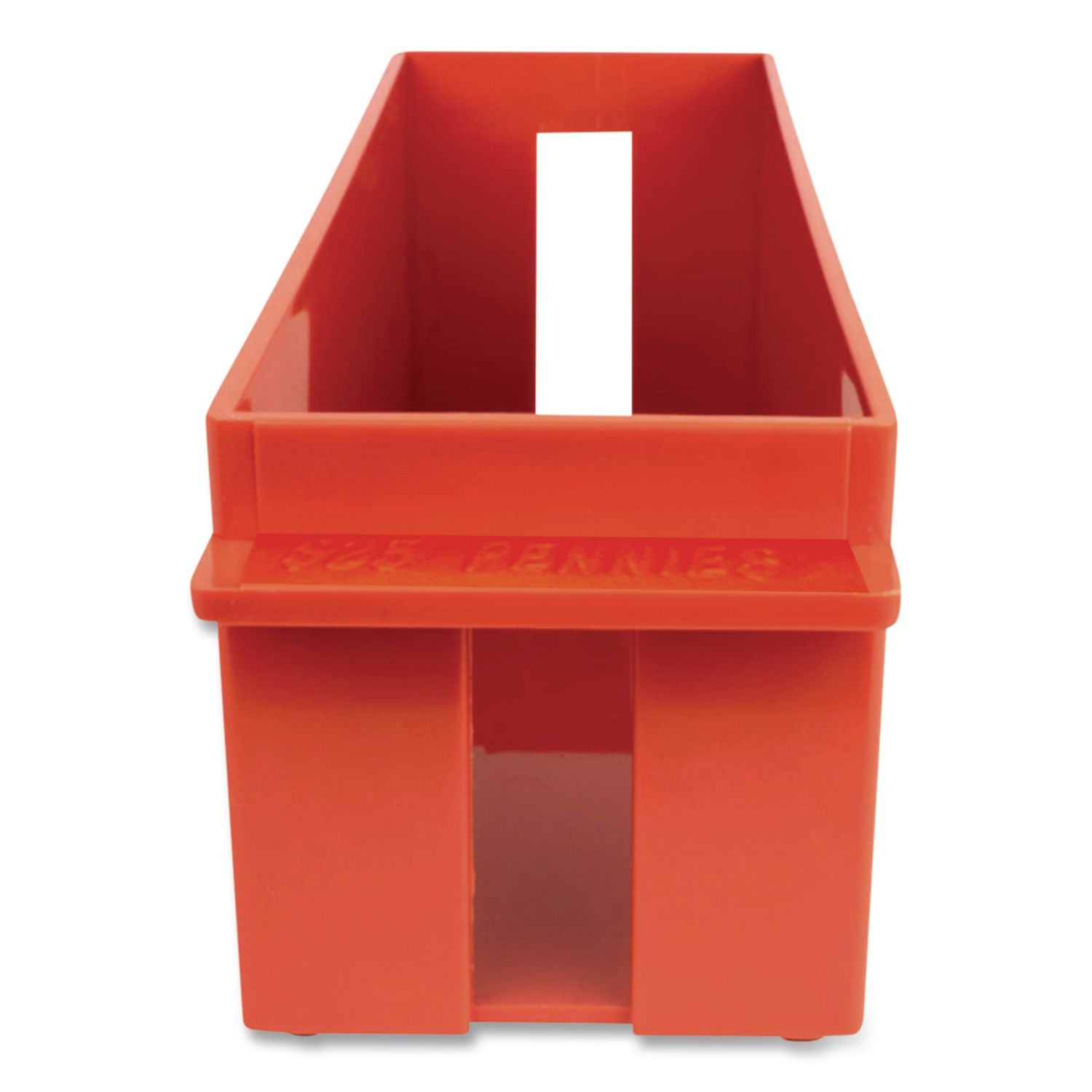 Extra-Capacity Coin Tray, Pennies, 1 Compartment, Denomination and Capacity Etched On Side, Stackable, Plastic, Red