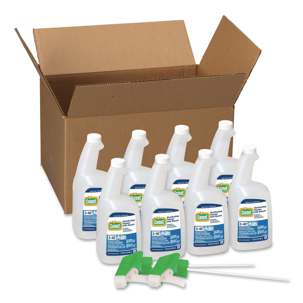 Disinfecting Cleaner with Bleach, 32 oz, Plastic Spray Bottle, Fresh Scent, 8/Carton