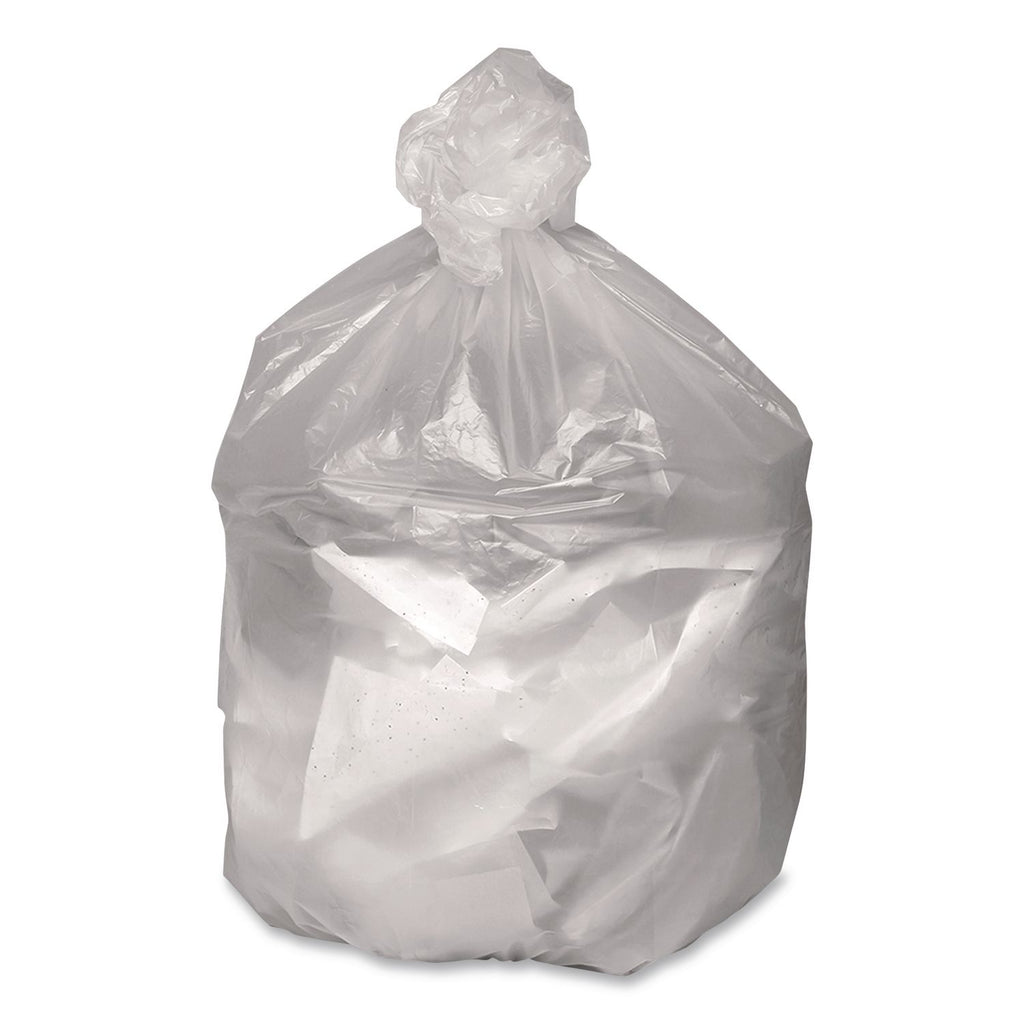 Can Liners, 7 to 10 gal, 7.87 mic, 24" x 24", Natural, 25 Bags/Roll, 20 Rolls/Carton