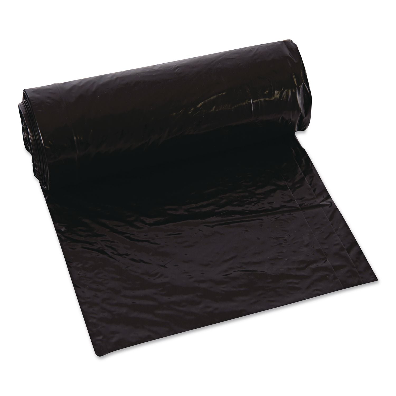 Heavy-Duty Low-Density Wing Tie Contractor Bags, 55 gal, 3 mil, 35.75 x 53.88, Black, 15 Bags/Roll, 4 Rolls/Carton