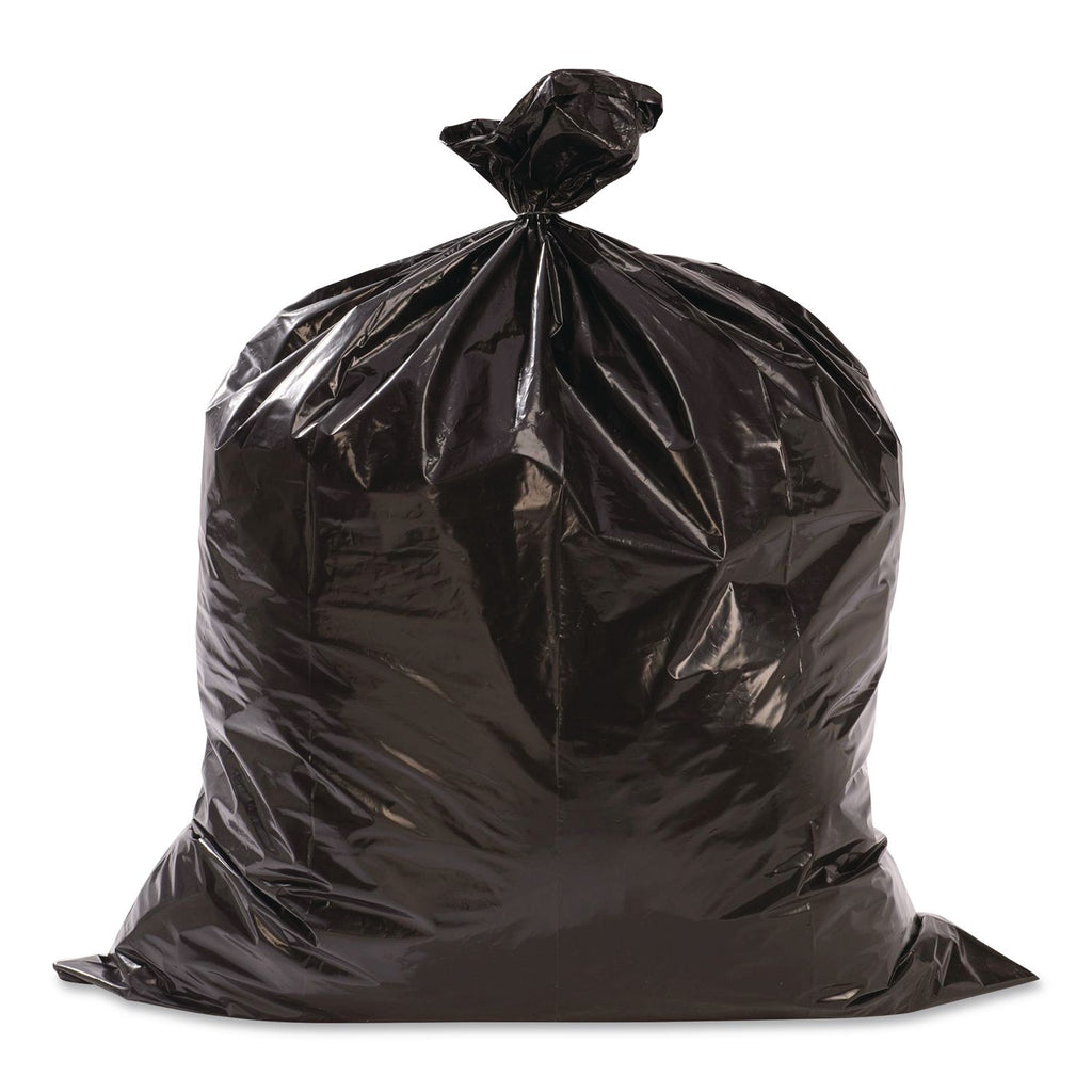 Heavy-Duty Low-Density Wing Tie Contractor Bags, 55 gal, 3 mil, 35.75 x 53.88, Black, 15 Bags/Roll, 4 Rolls/Carton