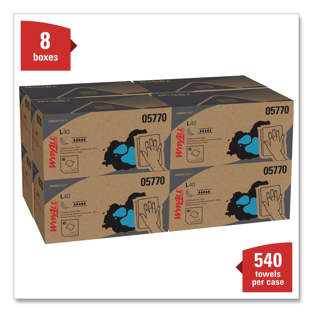 L40 Towels, Pro Towels, 12 x 23, White, 45/Box, 12 Boxes/Carton