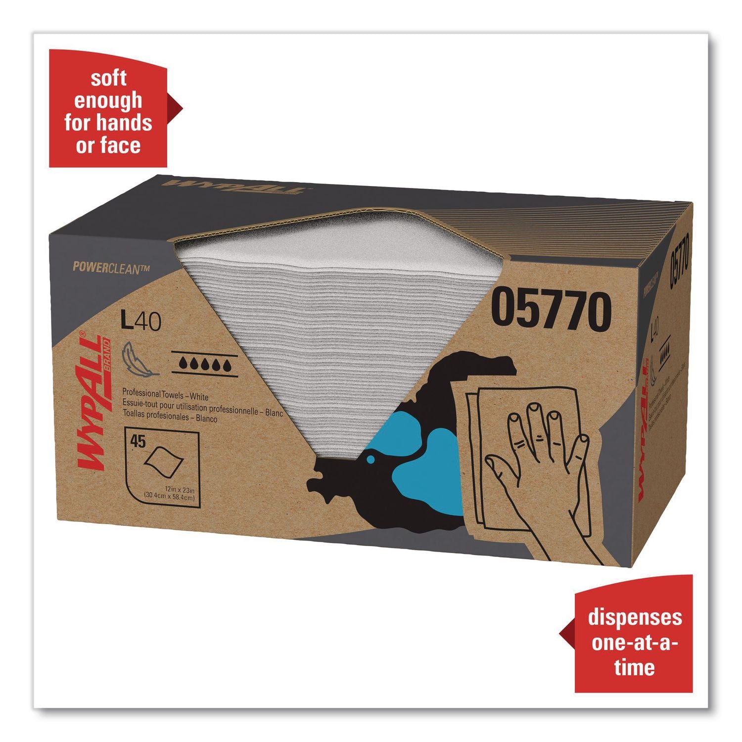 L40 Towels, Pro Towels, 12 x 23, White, 45/Box, 12 Boxes/Carton