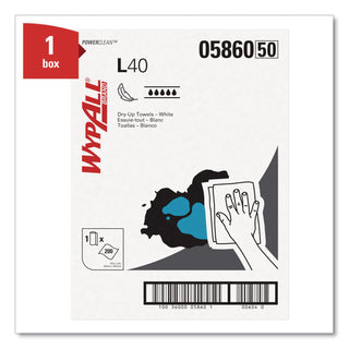 L40 Towels, Dry Up Towels, 19.5 x 42, White, 200 Towels/Roll