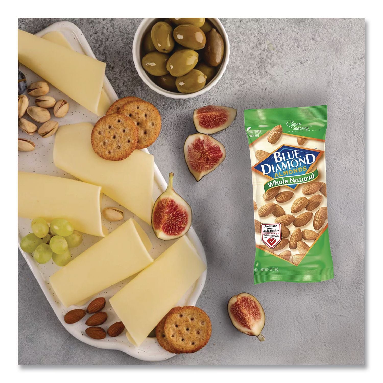 Whole Natural Almonds, 4 oz Bag, 12 Bags/Box