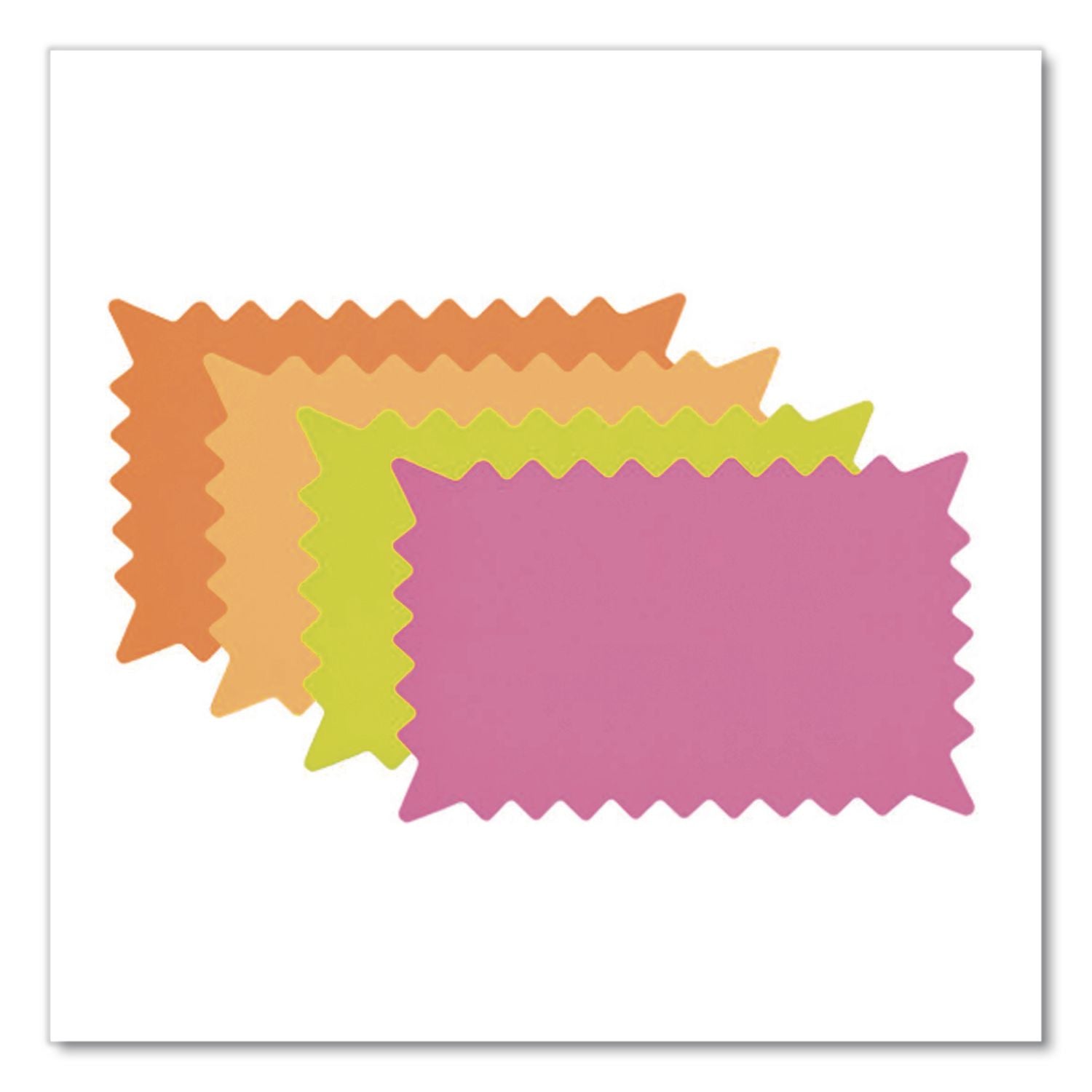 Write-On Do It Yourself Sign, Rectangular Burst, Die-Cut Paper, 10.13 x 6.38, Assorted Fluorescent Colors, 36/Pack