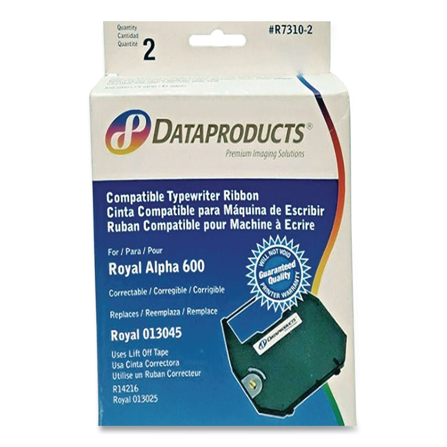 R7310-2 Correctable Typewriter Ribbon, Black, 2/Box