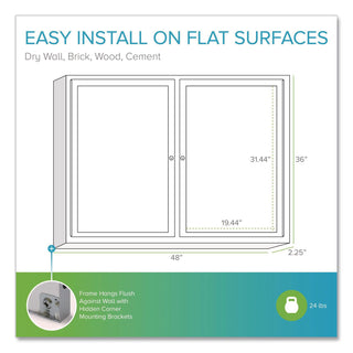 2 Door Enclosed Natural Cork Bulletin Board with Satin Aluminum Frame, 48 x 36, Tan Surface, Ships in 7-10 Business Days