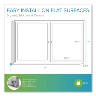 2 Door Enclosed Natural Cork Bulletin Board with Satin Aluminum Frame, 60 x 36, Tan Surface, Ships in 7-10 Business Days