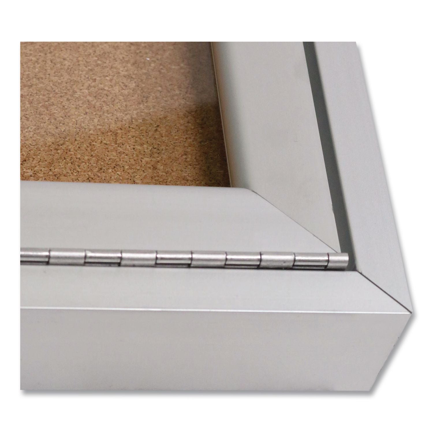 3 Door Enclosed Natural Cork Bulletin Board with Satin Aluminum Frame, 96 x 48, Tan Surface, Ships in 7-10 Business Days