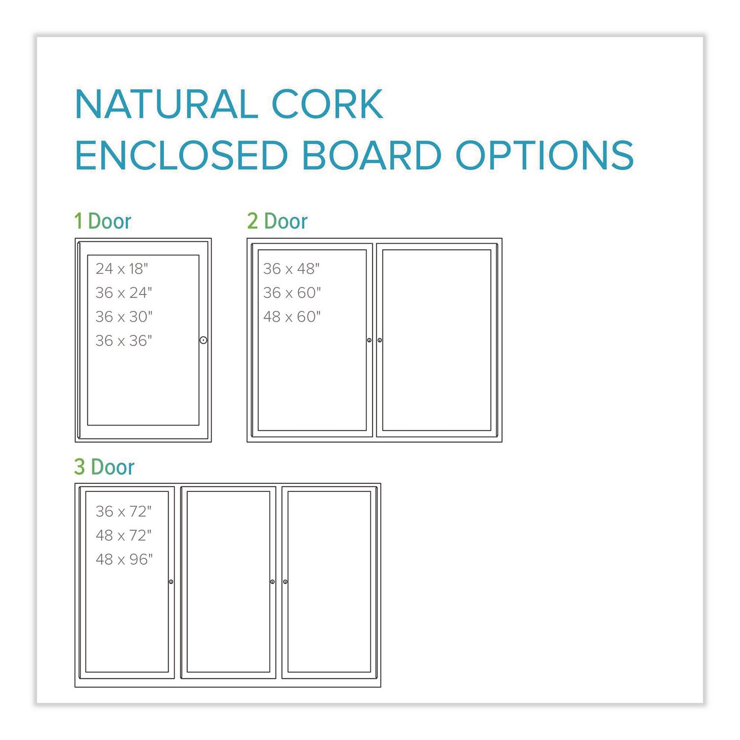 1 Door Enclosed Natural Cork Bulletin Board with Satin Aluminum Frame, 18 x 24, Tan Surface, Ships in 7-10 Business Days