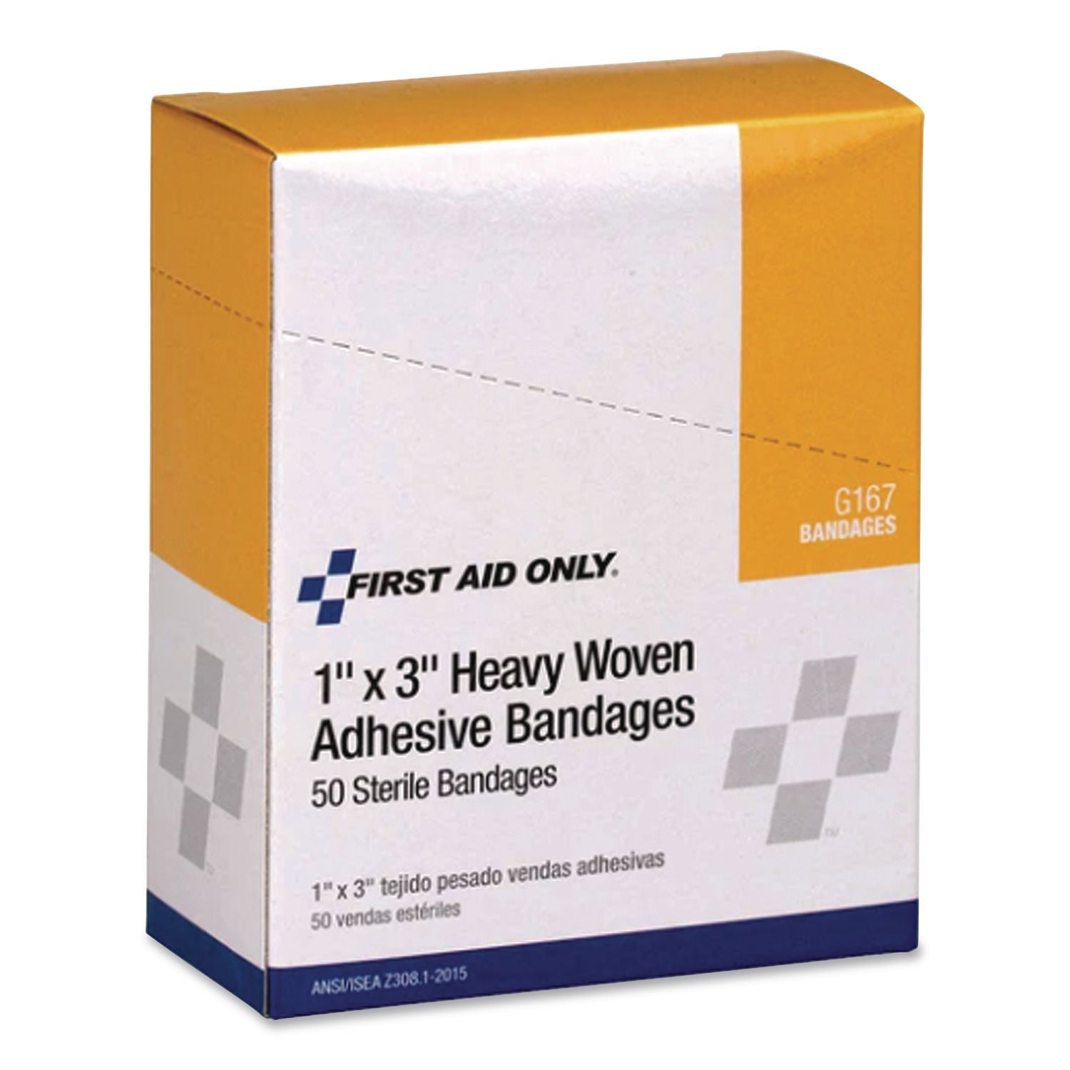 Heavy Woven Adhesive Bandages, Strip, 1 x 3, 50/Box