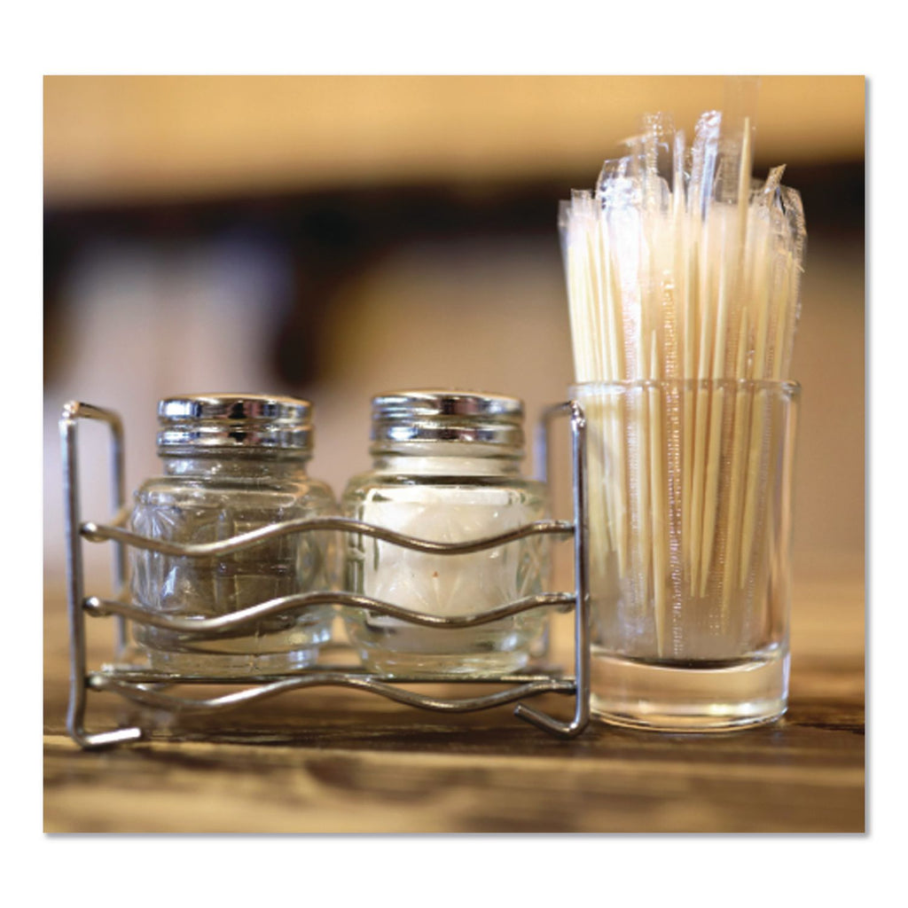 Individually Wrapped Round Wood Mint Toothpicks, 4", Natural, 1,000/Box, 12 Boxes/Carton