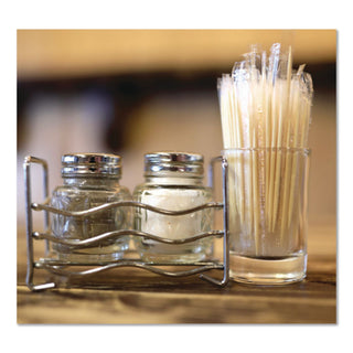Individually Wrapped Round Wood Mint Toothpicks, 4", Natural, 1,000/Box, 12 Boxes/Carton