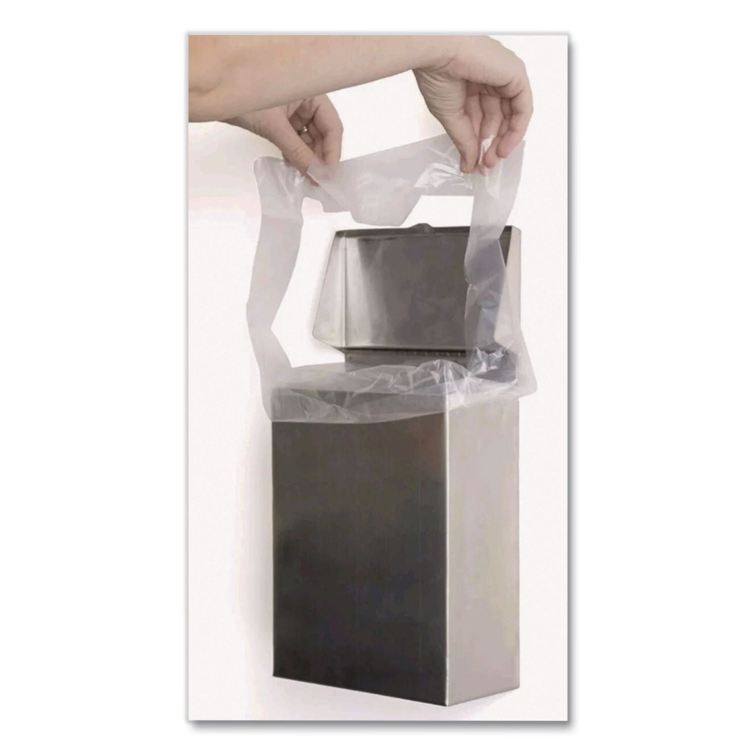 Scensibles Universal Receptable Liner Bags, 12.5x23 with 7.5" Wrap Around Strap, High Density Polyethylene, White, 500/Carton