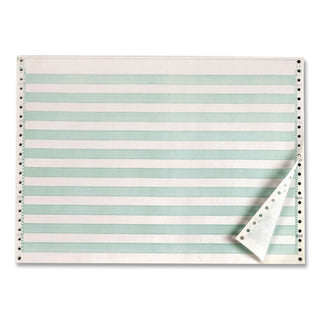 Continuous Feed Computer Paper, 1-Part, 18 lb Bond Weight, 11 x 14.88, White/Green Bar, 3,100/Carton