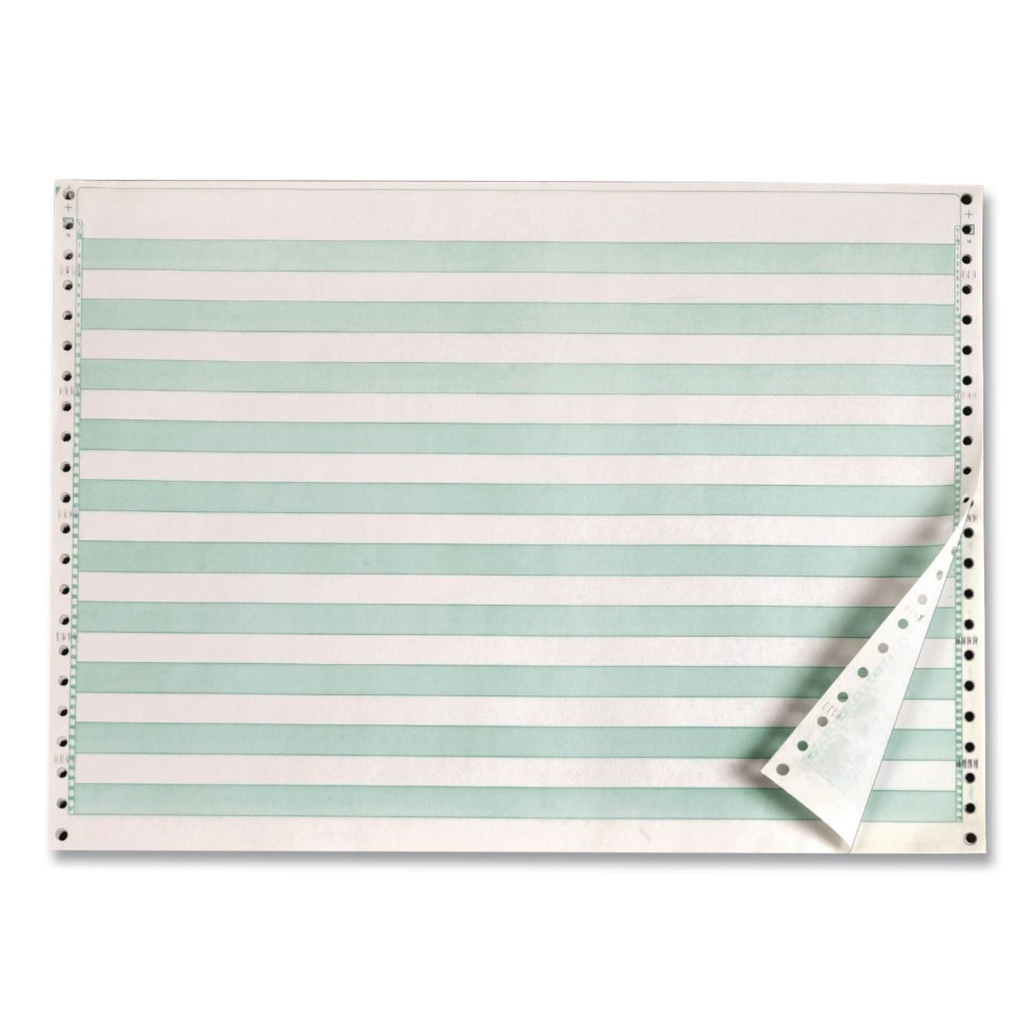 Continuous Feed Computer Paper, 1-Part, 18 lb Bond Weight, 11 x 14.88, White/Green Bar, 3,100/Carton