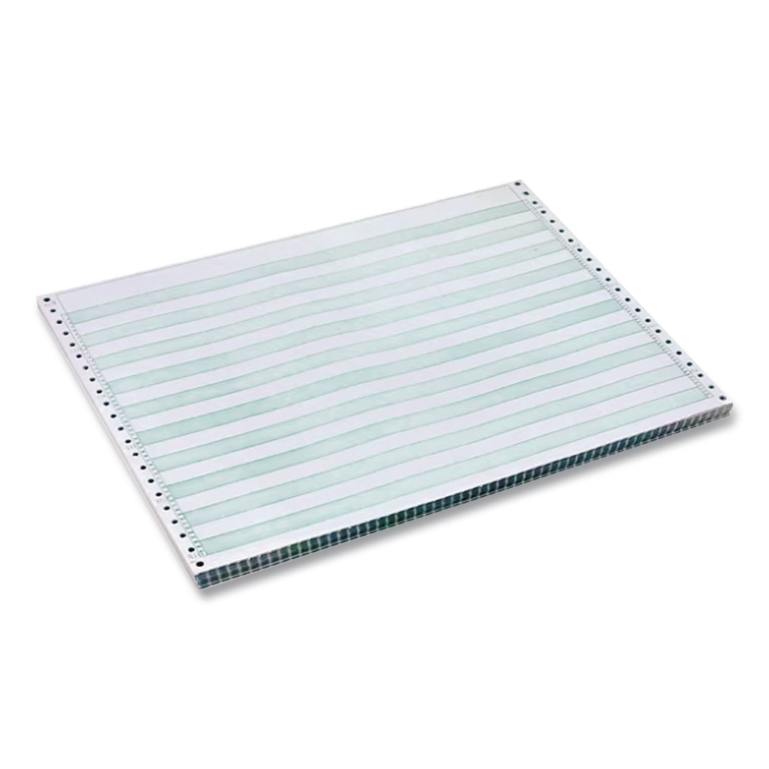 Continuous Feed Computer Paper, 1-Part, 18 lb Bond Weight, 11 x 14.88, White/Green Bar, 3,100/Carton