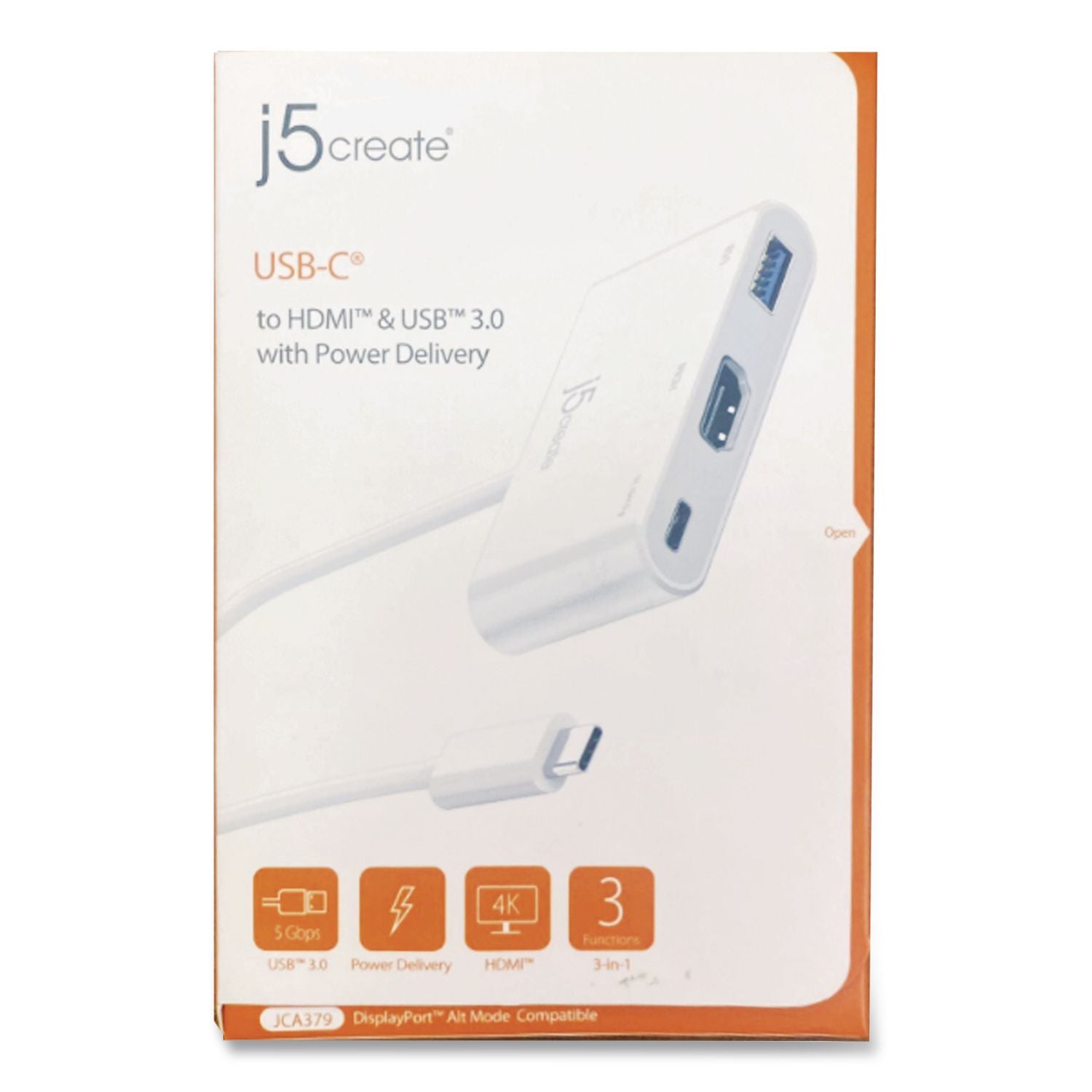 USB-C to HDMI/USB Adapter, 7.87", White