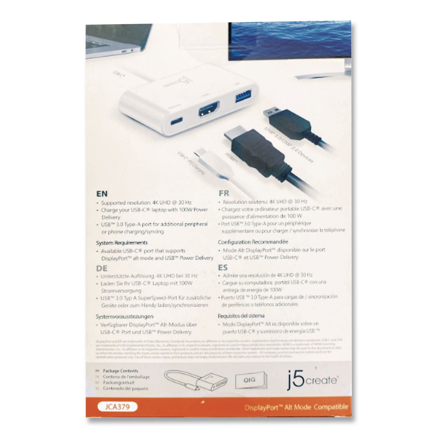 USB-C to HDMI/USB Adapter, 7.87", White