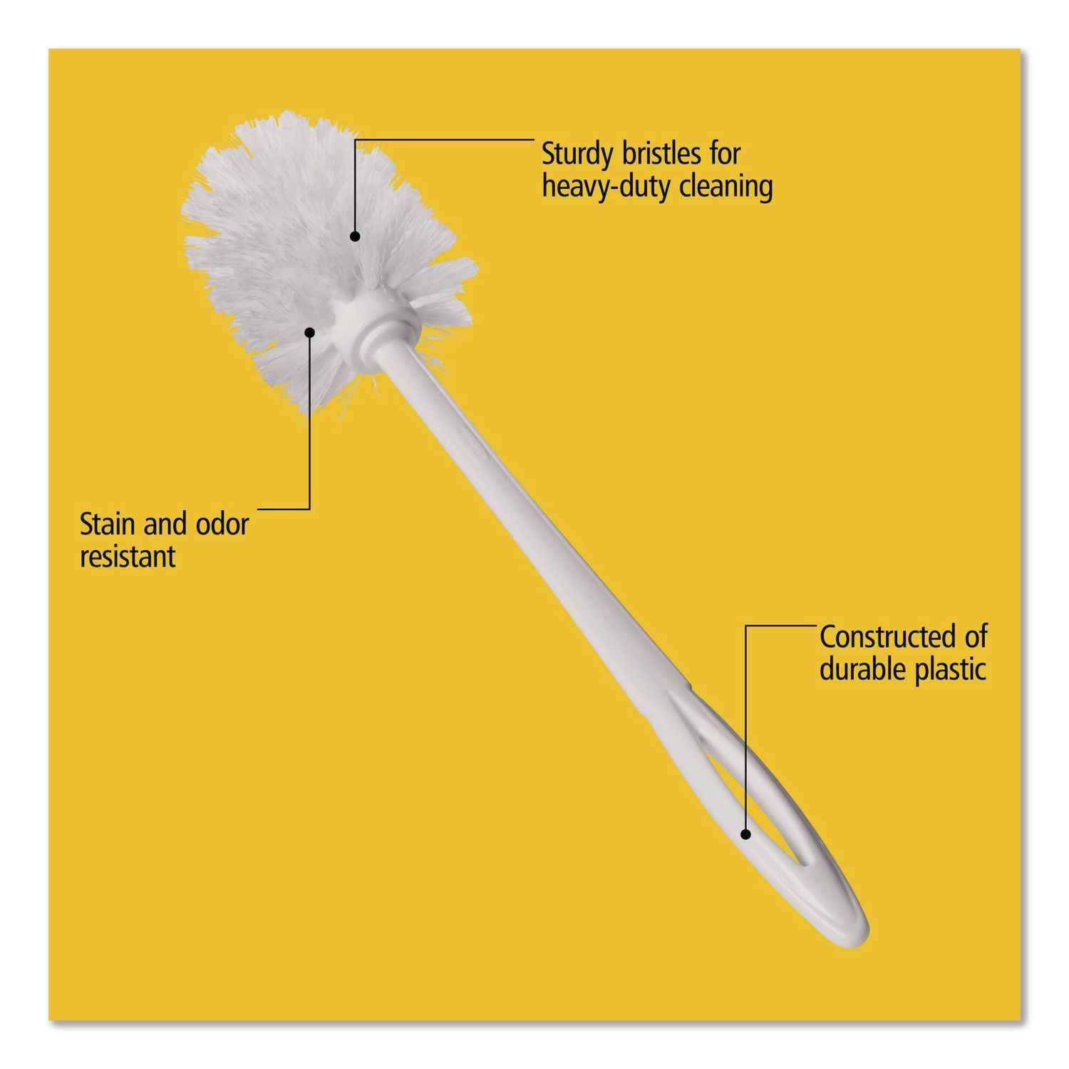Toilet Bowl Brush, 10" Handle, White
