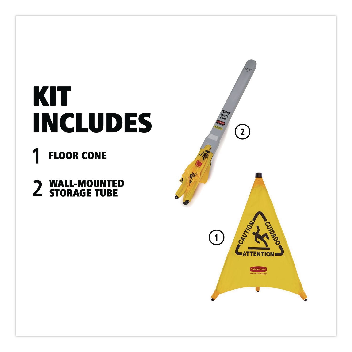 Rubbermaid Multi-Lingual Caution Safety Cone, Sold as 1 Each