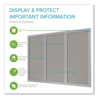 Enclosed Outdoor Bulletin Board, 72 x 36, Silver Surface, Satin Aluminum Frame, Ships in 7-10 Business Days