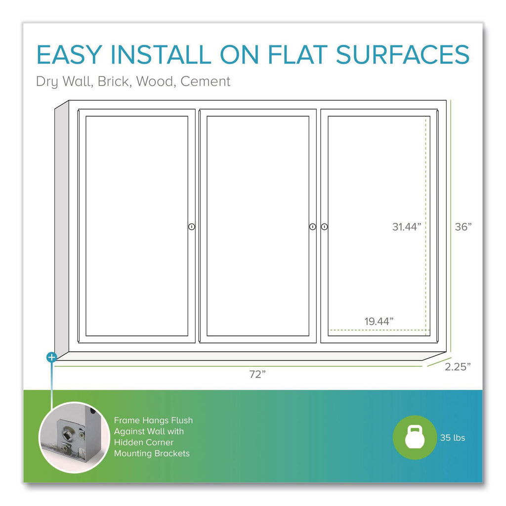 Enclosed Outdoor Bulletin Board, 72 x 36, Silver Surface, Satin Aluminum Frame, Ships in 7-10 Business Days