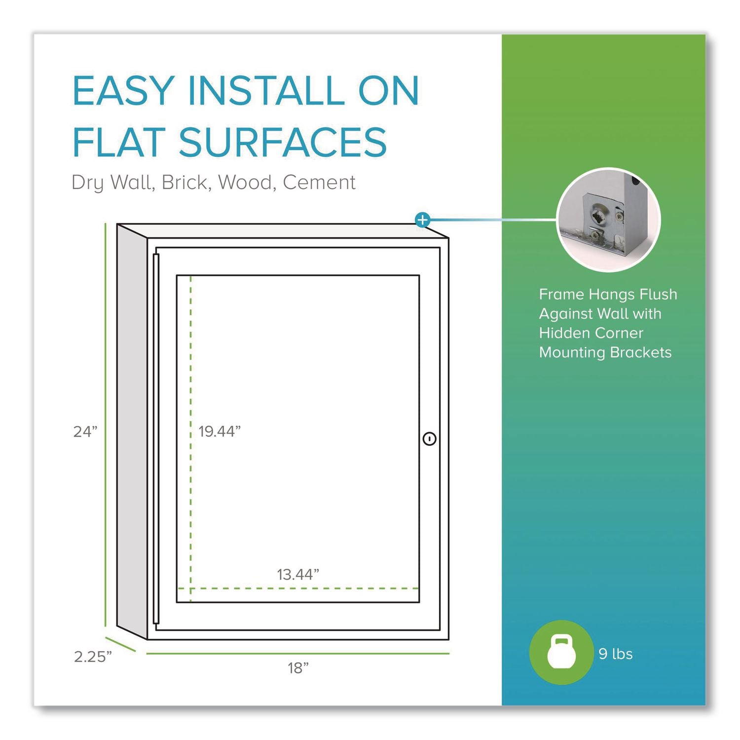 1 Door Enclosed Vinyl Bulletin Board with Satin Aluminum Frame, 18 x 24, Silver Surface, Ships in 7-10 Business Days