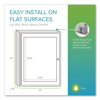1 Door Enclosed Vinyl Bulletin Board with Satin Aluminum Frame, 18 x 24, Silver Surface, Ships in 7-10 Business Days