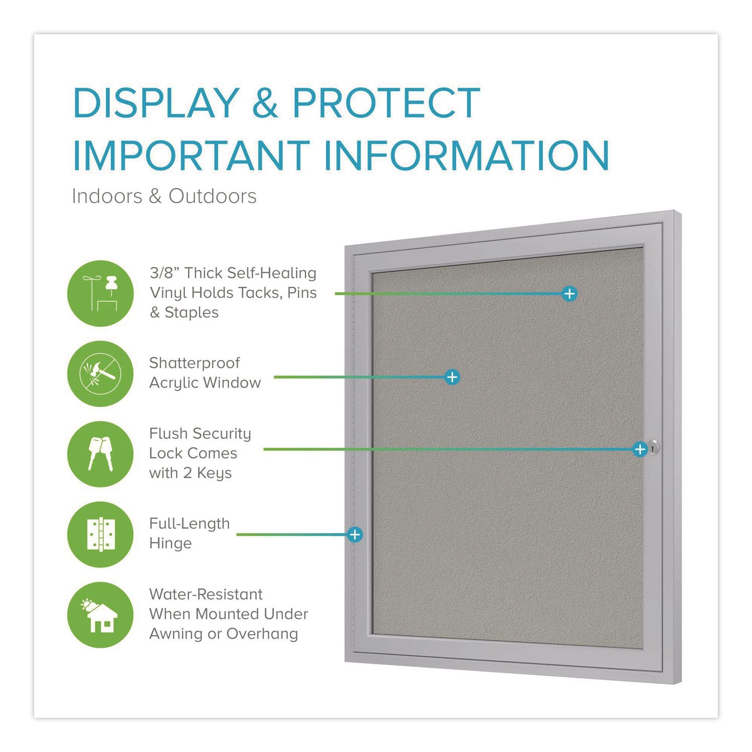 1 Door Enclosed Vinyl Bulletin Board with Satin Aluminum Frame, 30 x 36, Silver Surface, Ships in 7-10 Business Days