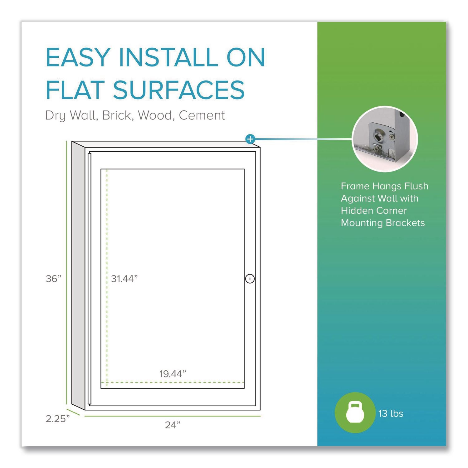 1 Door Enclosed Vinyl Bulletin Board with Satin Aluminum Frame, 24 x 36, Silver Surface, Ships in 7-10 Business Days