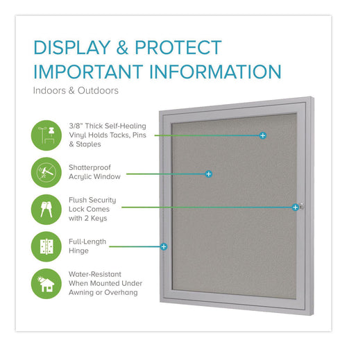 1 Door Enclosed Vinyl Bulletin Board with Satin Aluminum Frame, 36 x 36, Silver Surface, Ships in 7-10 Business Days