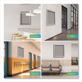 1 Door Enclosed Vinyl Bulletin Board with Satin Aluminum Frame, 24 x 36, Silver Surface, Ships in 7-10 Business Days