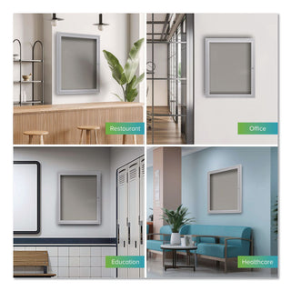 1 Door Enclosed Vinyl Bulletin Board with Satin Aluminum Frame, 36 x 36, Silver Surface, Ships in 7-10 Business Days