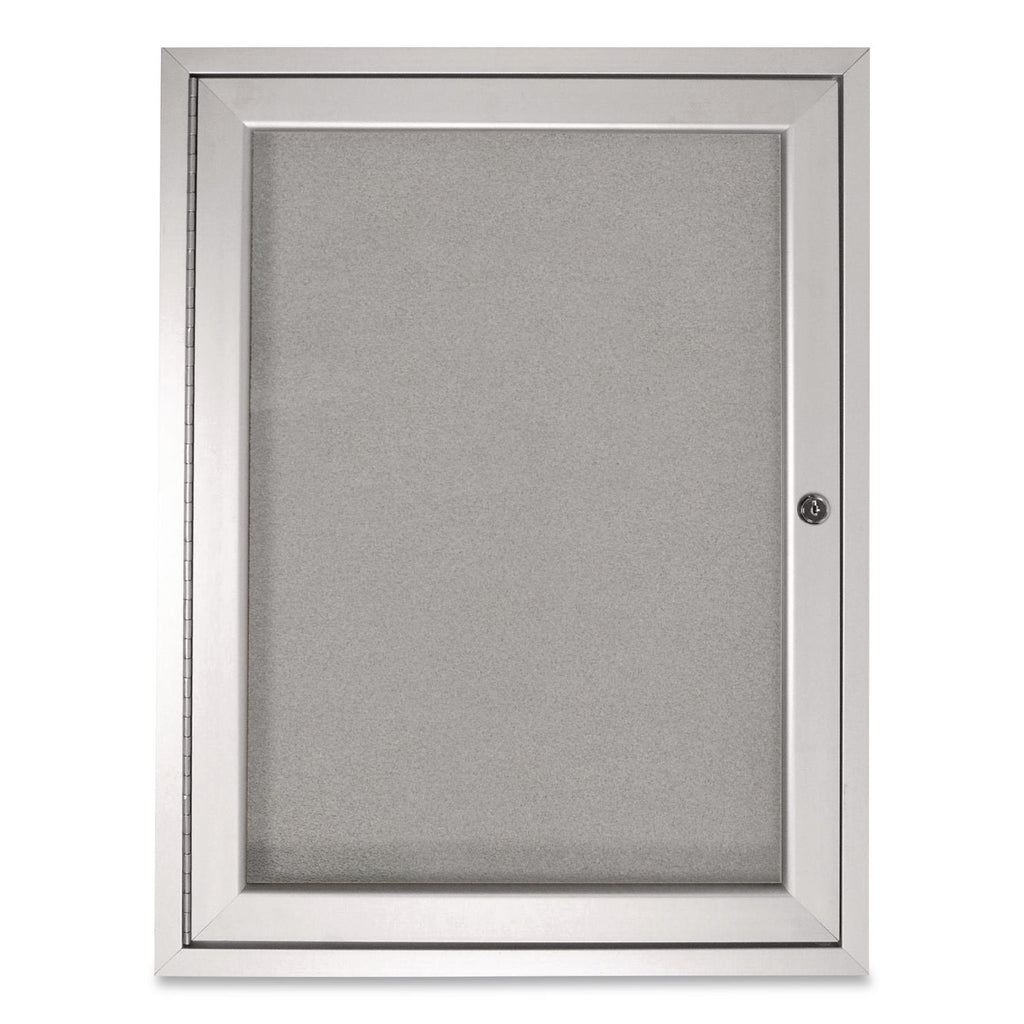 1 Door Enclosed Vinyl Bulletin Board with Satin Aluminum Frame, 36 x 36, Silver Surface, Ships in 7-10 Business Days