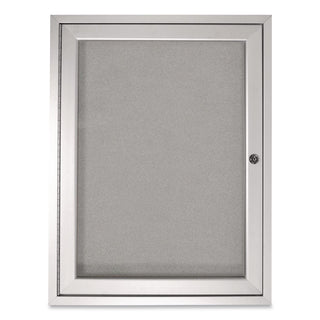 1 Door Enclosed Vinyl Bulletin Board with Satin Aluminum Frame, 36 x 36, Silver Surface, Ships in 7-10 Business Days