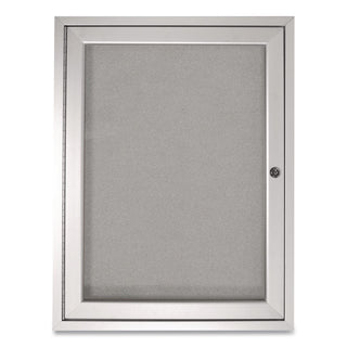 1 Door Enclosed Vinyl Bulletin Board with Satin Aluminum Frame, 18 x 24, Silver Surface, Ships in 7-10 Business Days