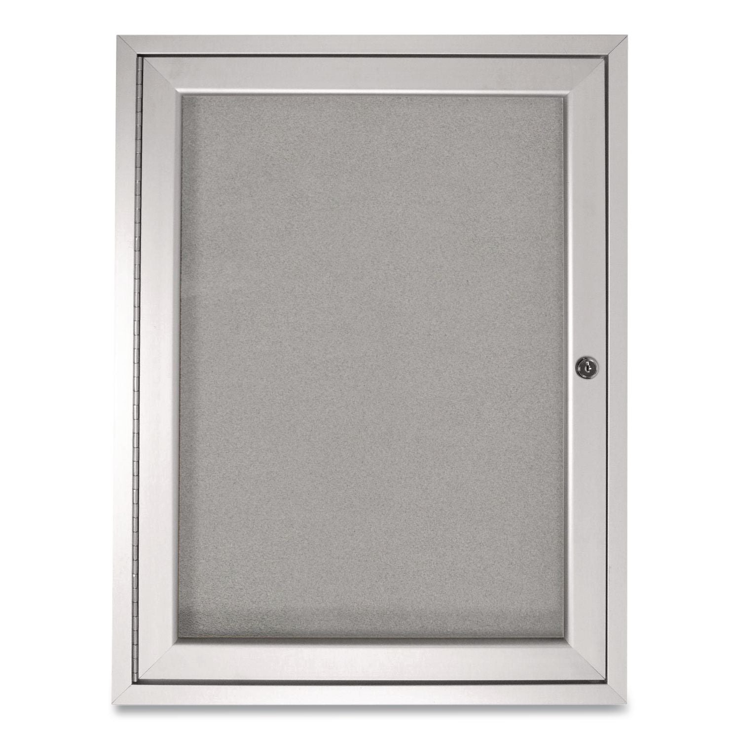 1 Door Enclosed Vinyl Bulletin Board with Satin Aluminum Frame, 18 x 24, Silver Surface, Ships in 7-10 Business Days