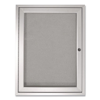 1 Door Enclosed Vinyl Bulletin Board with Satin Aluminum Frame, 24 x 36, Silver Surface, Ships in 7-10 Business Days