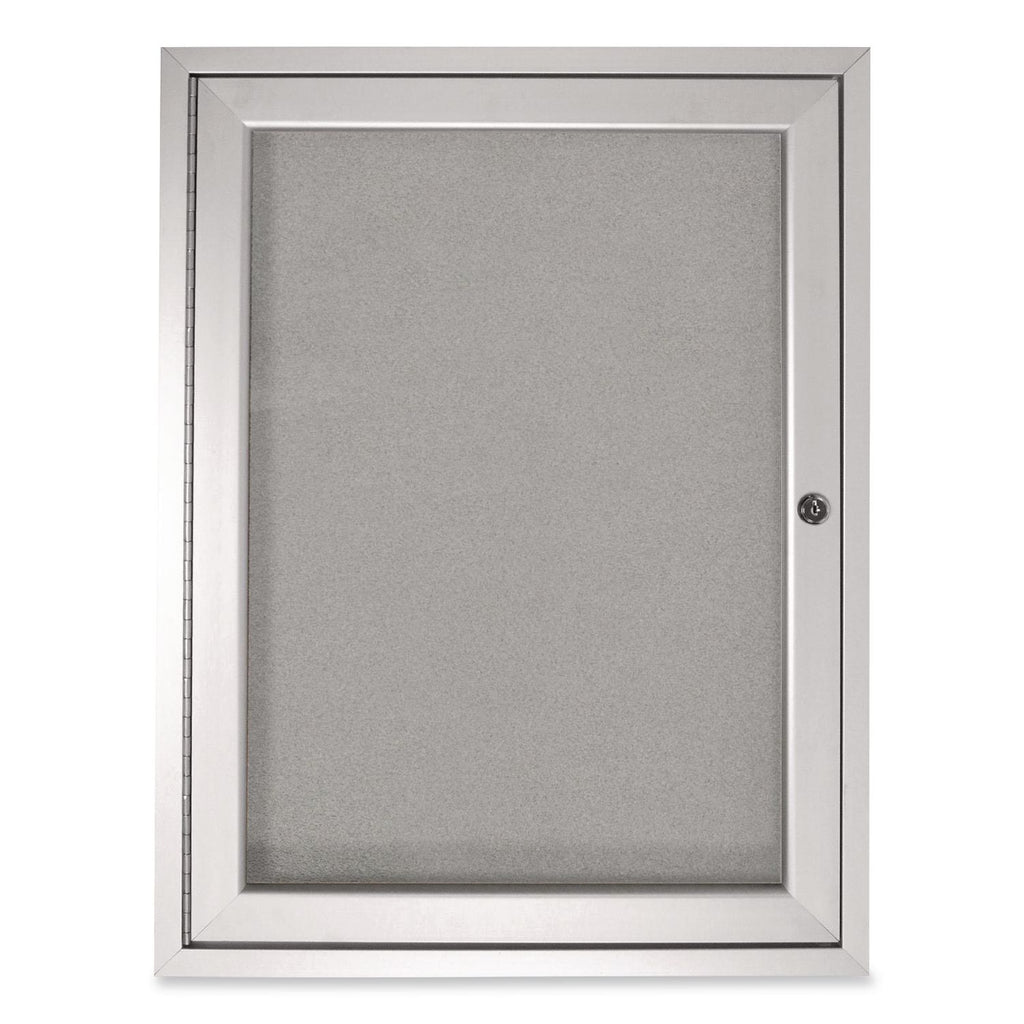 1 Door Enclosed Vinyl Bulletin Board with Satin Aluminum Frame, 30 x 36, Silver Surface, Ships in 7-10 Business Days