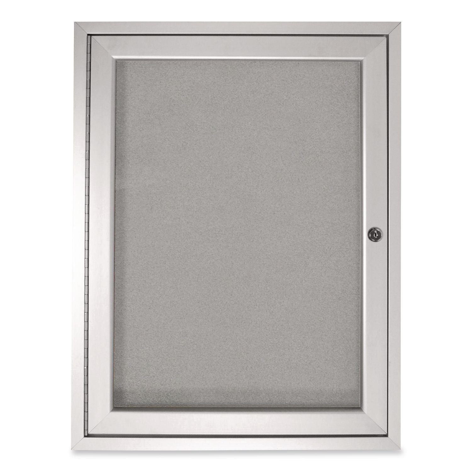 1 Door Enclosed Vinyl Bulletin Board with Satin Aluminum Frame, 30 x 36, Silver Surface, Ships in 7-10 Business Days
