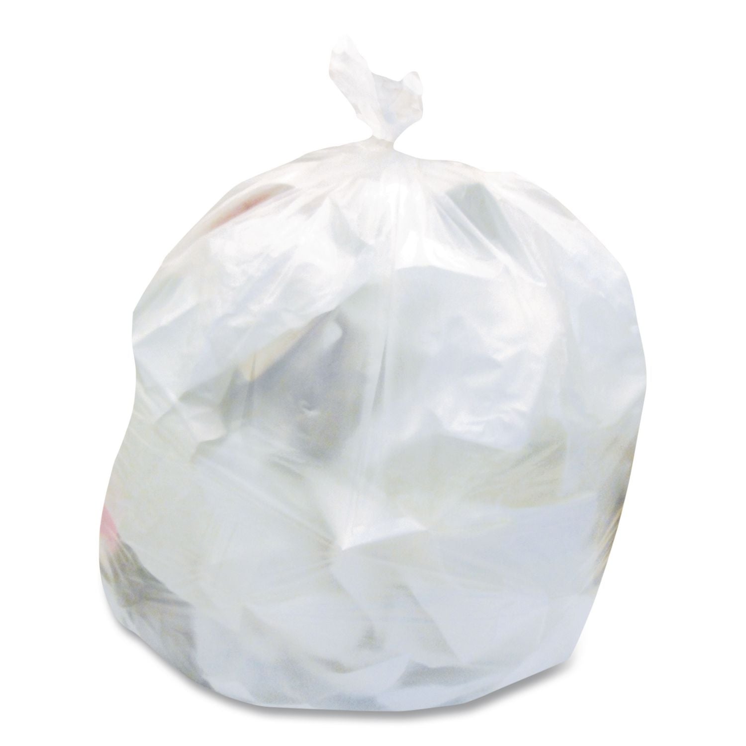 High-Density Waste Can Liners, 10 gal, 6 mic, 24" x 24", Natural, 50 Bags/Roll, 20 Rolls/Carton