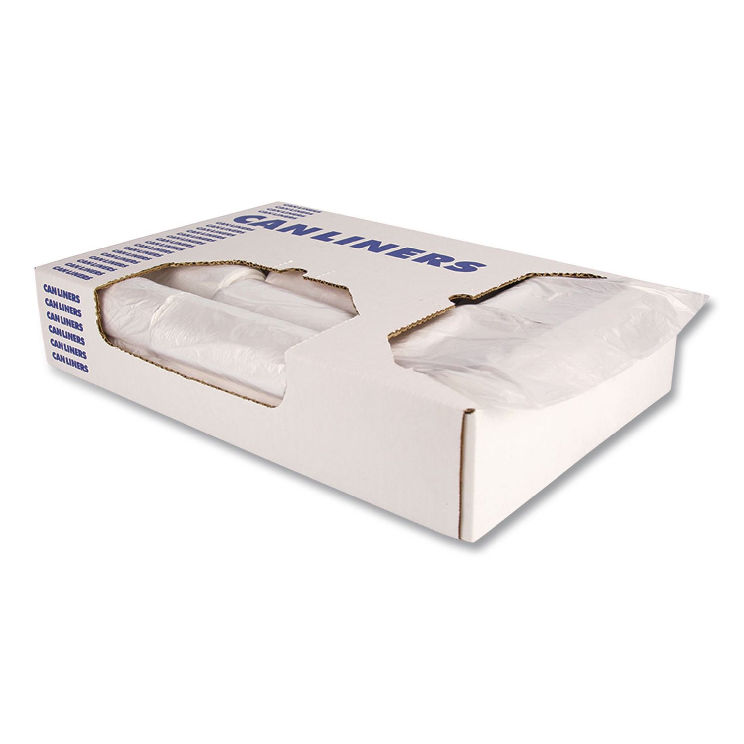 High-Density Waste Can Liners, 10 gal, 6 mic, 24" x 24", Natural, 50 Bags/Roll, 20 Rolls/Carton