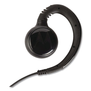 Swivel Monaural Over The Ear Earpiece with In-Line Microphone and Push-To-Talk, Black