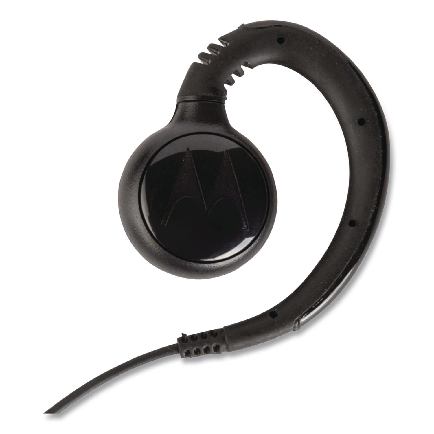 Swivel Monaural Over The Ear Earpiece with In-Line Microphone and Push-To-Talk, Black