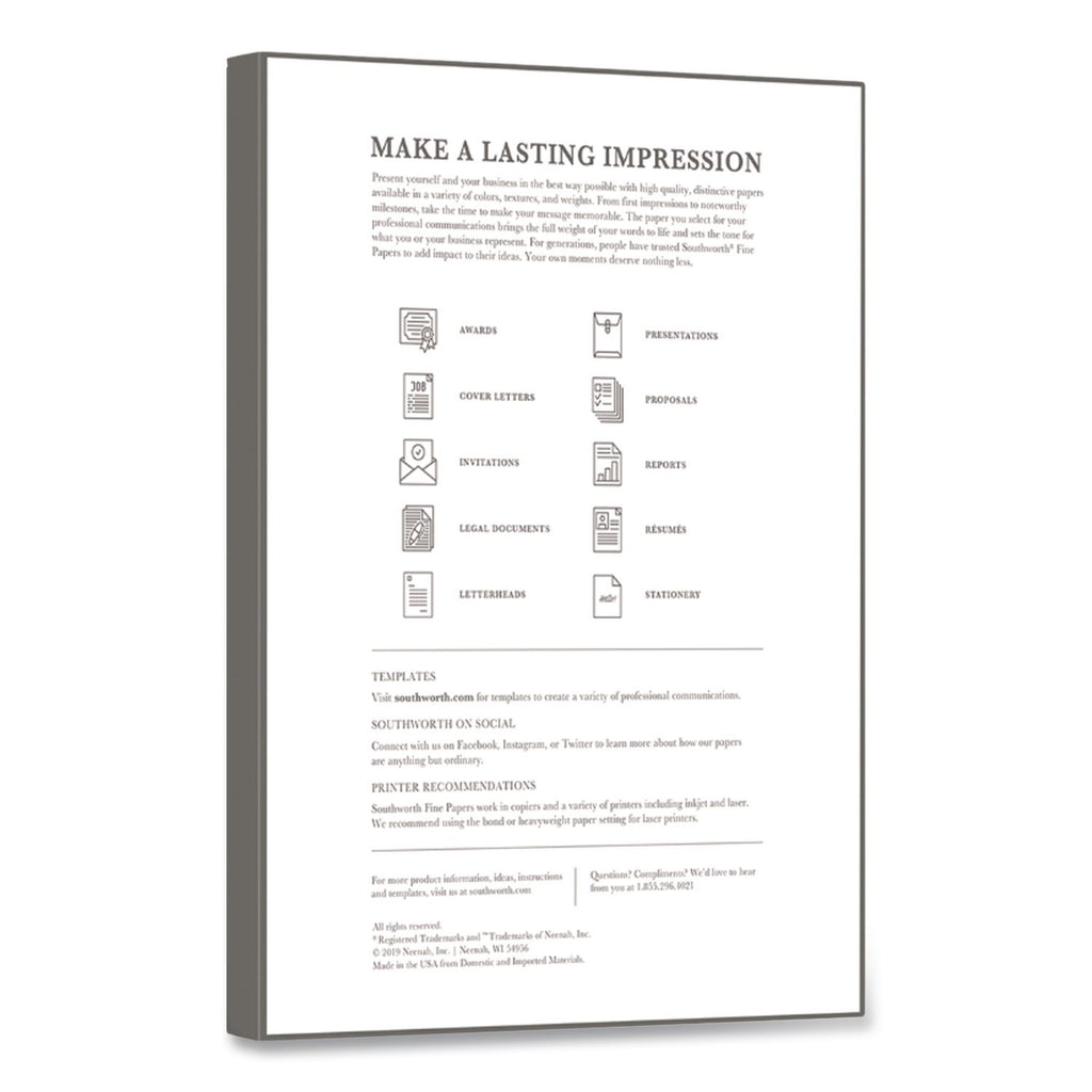 100% Cotton Resume Paper, 32 lb Bond Weight, 8.5 x 11, Ivory, 100/Pack