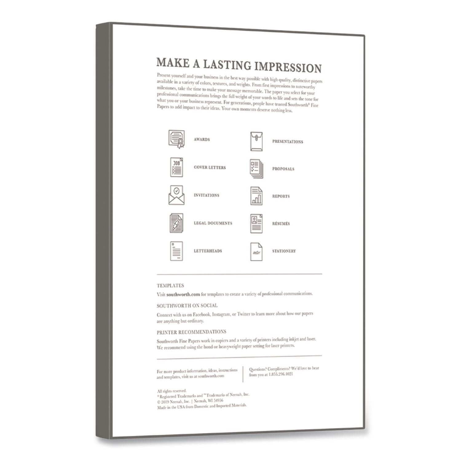 100% Cotton Resume Paper, 32 lb Bond Weight, 8.5 x 11, Ivory, 100/Pack