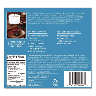 75W LED Bulbs, A19, 12 W, Daylight, 2/Pack